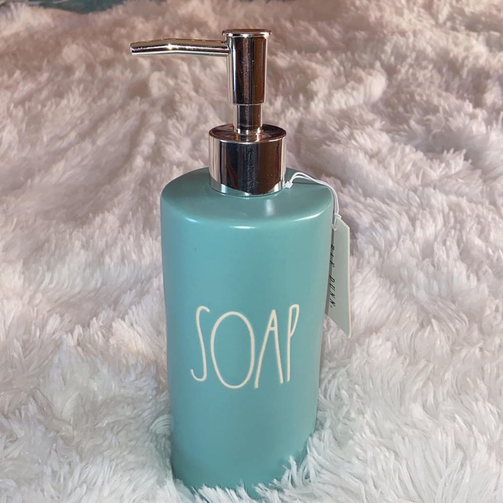 Rae Dunn RARE soap dispenser in Tiffany Blue